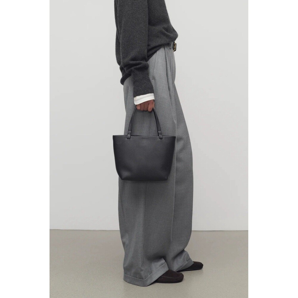 The Row Small Park Tumbled Leather Tote in Black MSRP $1550
